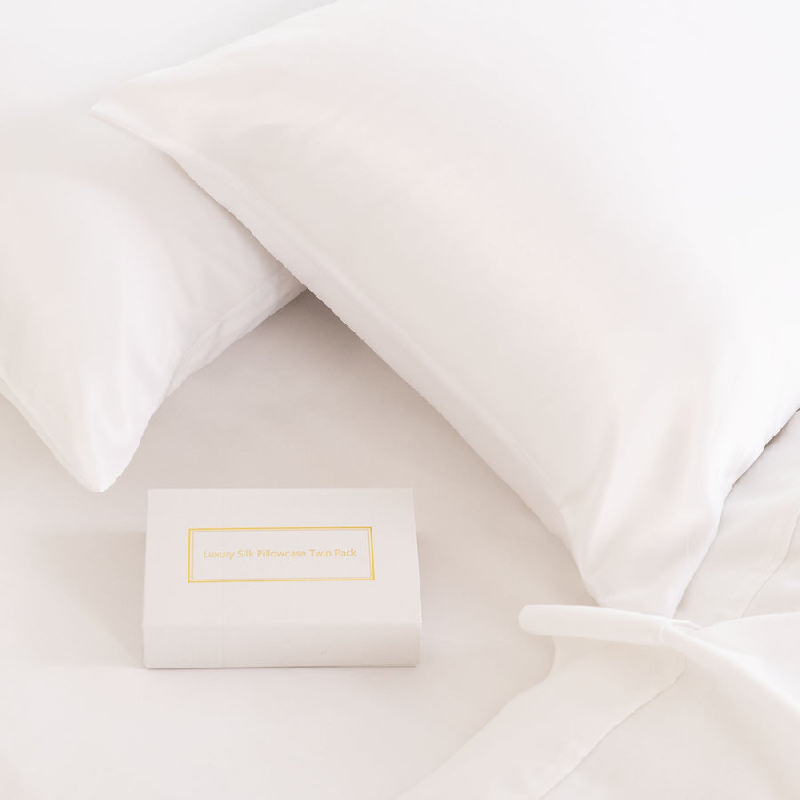 Soft Silk Hypoallergenic Pillowcase Twin Pack Standard White