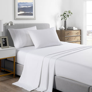 2000 Thread Count Bamboo Cooling Sheet Set Ultra Soft Bedding King White