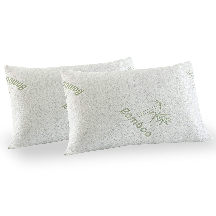 Luxury Bamboo Covered Memory Foam Pillow Twin Hypoallergenic 56 x 36 x 10 cm White, Green
