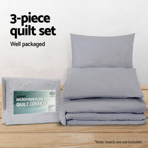 Quilt Cover Set Grey - Queen